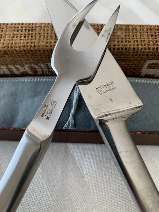 Vintage Stainless Steel Carving Fork and Knife Set - Picture 2 of 7